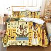 Pharaoh Bedding Sets,King Size 3D Ancient Egypt Tribe Decor Comforter Cover Set for Adult Egyptian Pyramid Polyester Duvet Cover