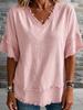 European and American New V-neck Pullover Short-sleeved Loose Women's Shirt Casual Women's Top