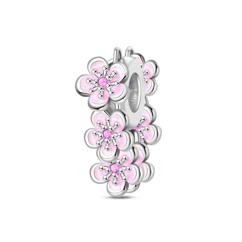 S925 Silver Butterfly Flower Charm Pendant Bead Strand Safety Chain Clasp Bracelet Jewelry Accessory