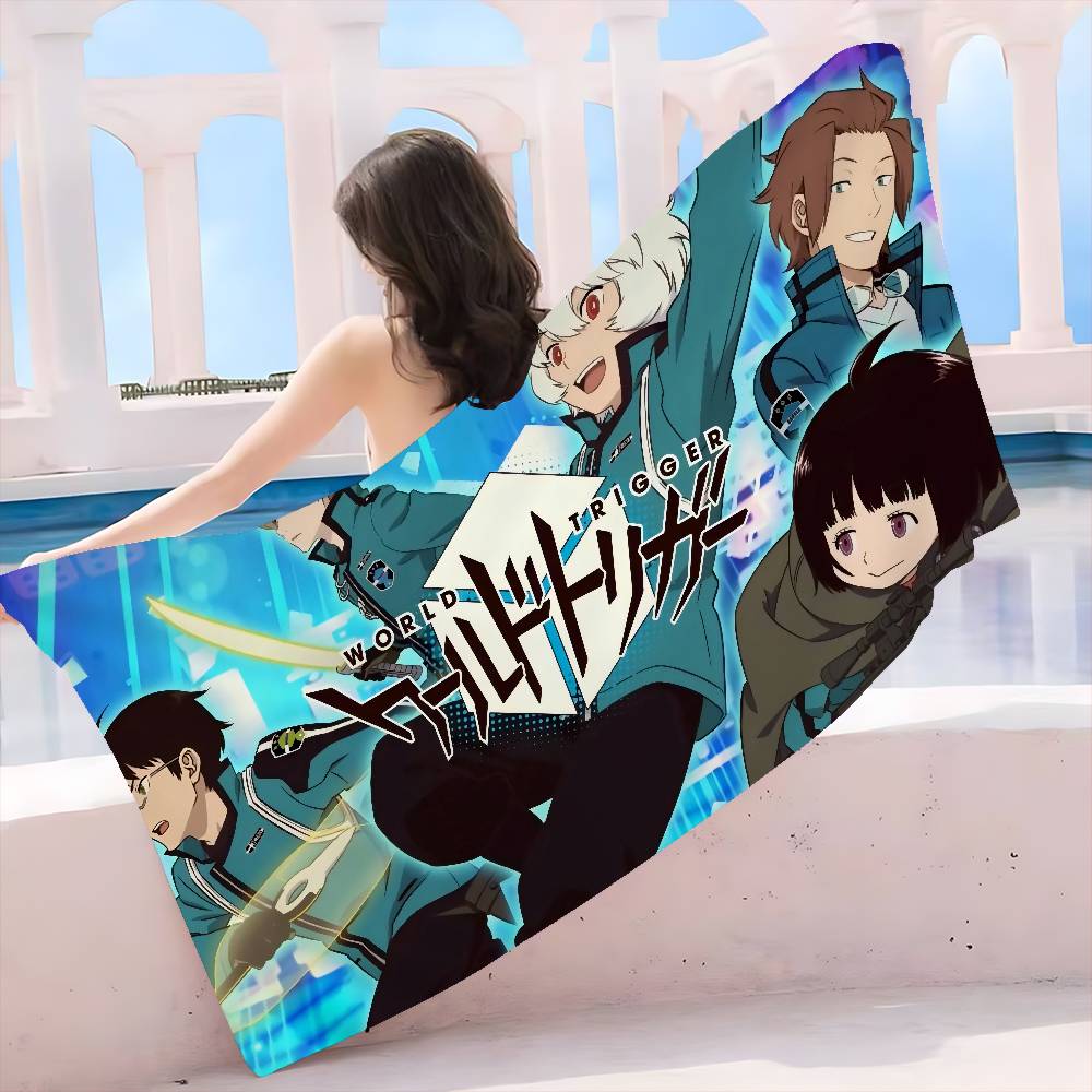 Anime Cartoon World Trigger Microfiber Printed Beach Towel Mountain Climbing Yoga Beach Swimming Running Absorbent Soft Towel