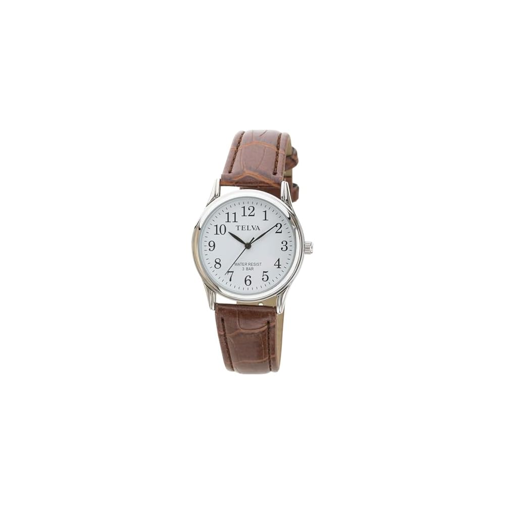 Crepha Analog Quartz Watch Brown Leather Strap 18mm Water Resistant Silent Second Hand Men s