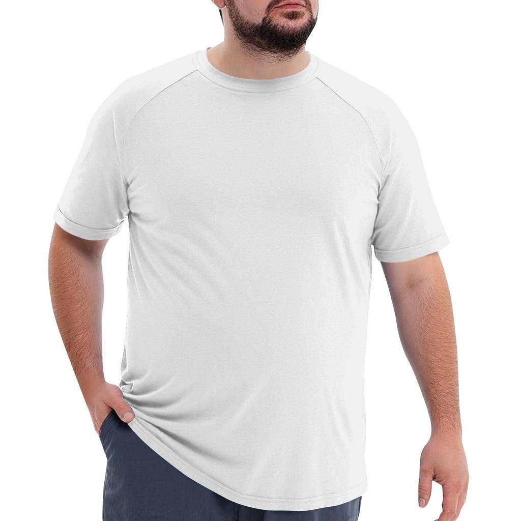 Men's Big Size Solid Color Crew Neck Short Sleeve Casual T-Shirt Lightweight Comfortable Fit Soft Fabric