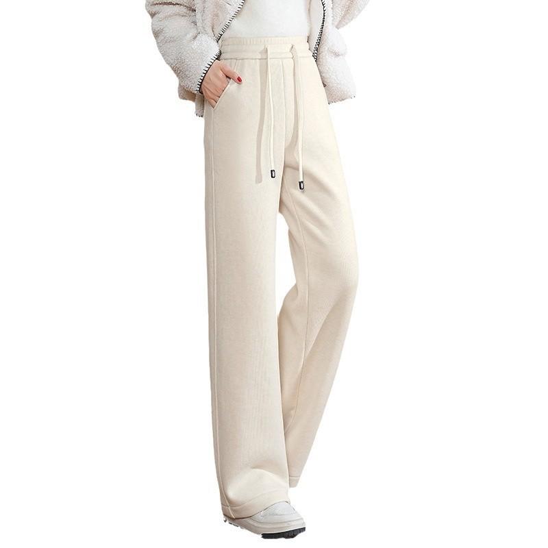 Genuine Brand Cashmere Textured Wide-Leg Pants Women'S New Autumn And Winter Velvet High-Waisted Thin And High Corduroy Straight Trousers