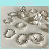 Chic Adjustable Copper Pearl Silver Ring For Women Stylish Geometric Jewelry