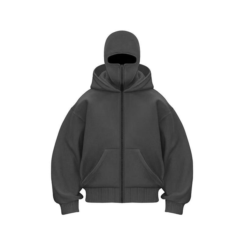 Unisex Plain Hooded Zip Sweatshirt Casual Couple Top