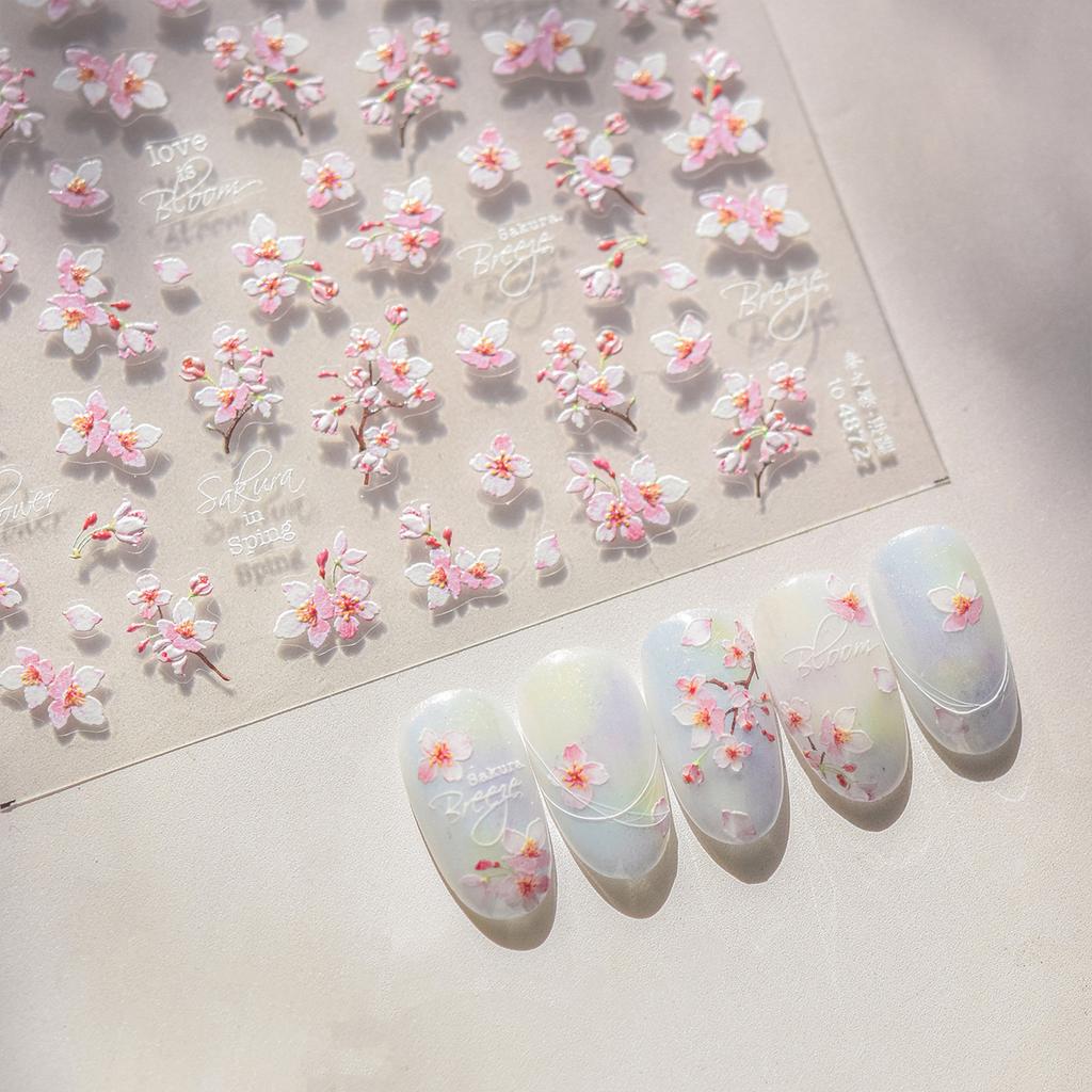 Fairy Flower Nail Stickers Flower Manicure Stickers Floral Pattern Self Adhesive Nail Supplies for Women Manicure Decoration