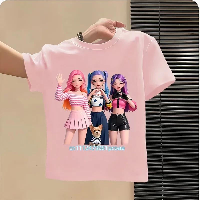Kpop Childrens T Shirt Cartoon Graphic Short Sleeve Summer Comfortable Top Funny Gift for Fans Harajuku TShirts Girls Clothes