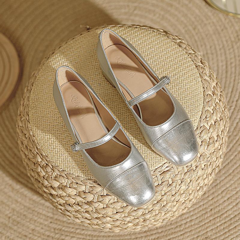 

Одно слово с туфлями Мэри Джейн ретро туфли на низком каблуке одинарные туфли женские новые квадратный носок высокий каблук толстый каблук 39 серебряный