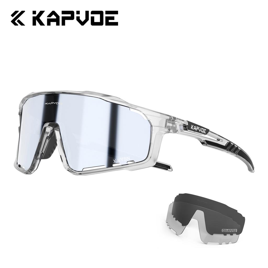Kapvoe 3lens Cycling Glasses for Men MTB Sunglasses Mountain Bike Bicycle Eyewear Women Sports Goggles Road Speed Skating