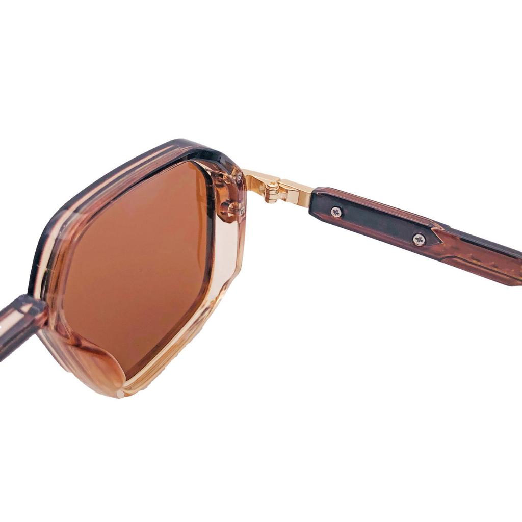 RSINC Unisex Designer-Sonnenbrille UV-Schutz Vintage Quadratisch Braun Gold KN-2307 B0DKC3S5CF