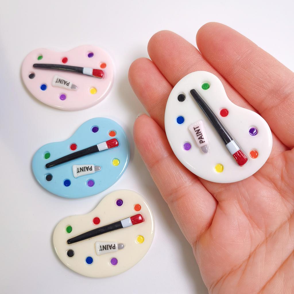 100pcs Creative School Resin Paint Tray Flat Back Flatback Cabochons for Hairpin Phone Case Scrapbooking DIY Jewelry Craft Decor