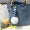 Fluffy Ball Keychain Plush Keychain, Pompom Pendant with Hollow Star, Backpack Decorative Purse Bag Accessories, Gift for Women Girls Accessories