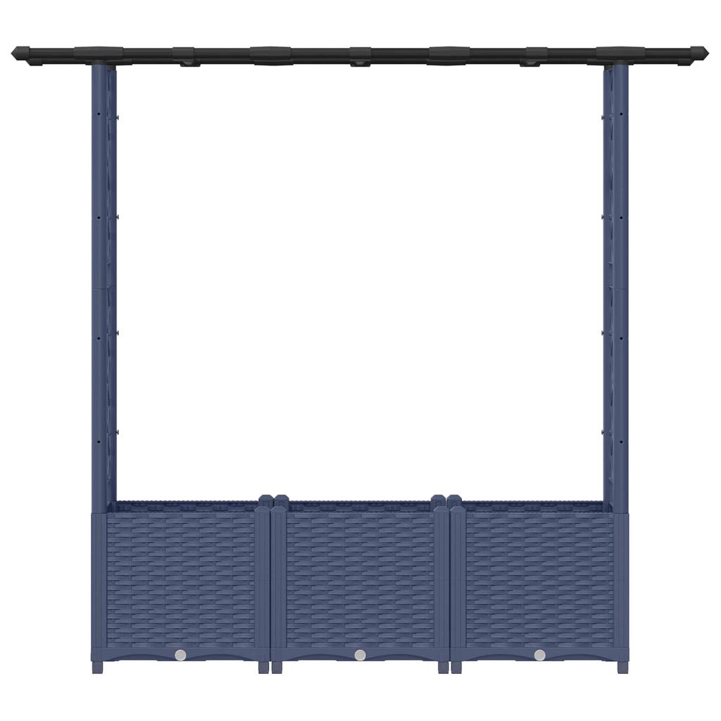 Raised Garden Bed with Trellis and Hanging Roof Gray 162.5 x 40 x 138 cm PP