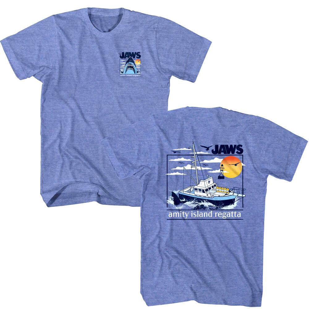 Jaws Amity Island Regatta Sunset Men T Shirt Yacht Sailing Boat Shark Attack L