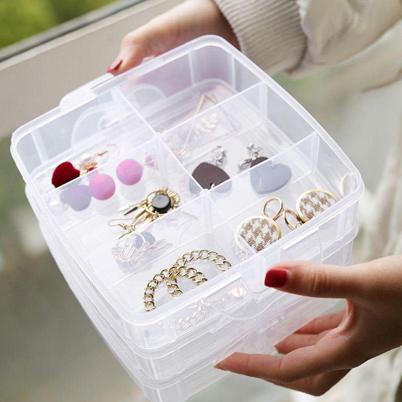 Transparent Portable Large Jewelry Organizer Storage Box Container Case Display Transparent Portable Large Jewelry Organizer Storage Box Container Case Display