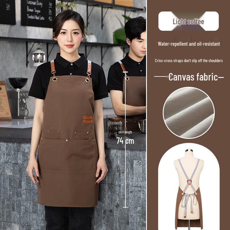 

Пользовательский водонепроницаемый холщовый фартук с логотипом - Пятноустойчивый для модных официантов кофейни One Size