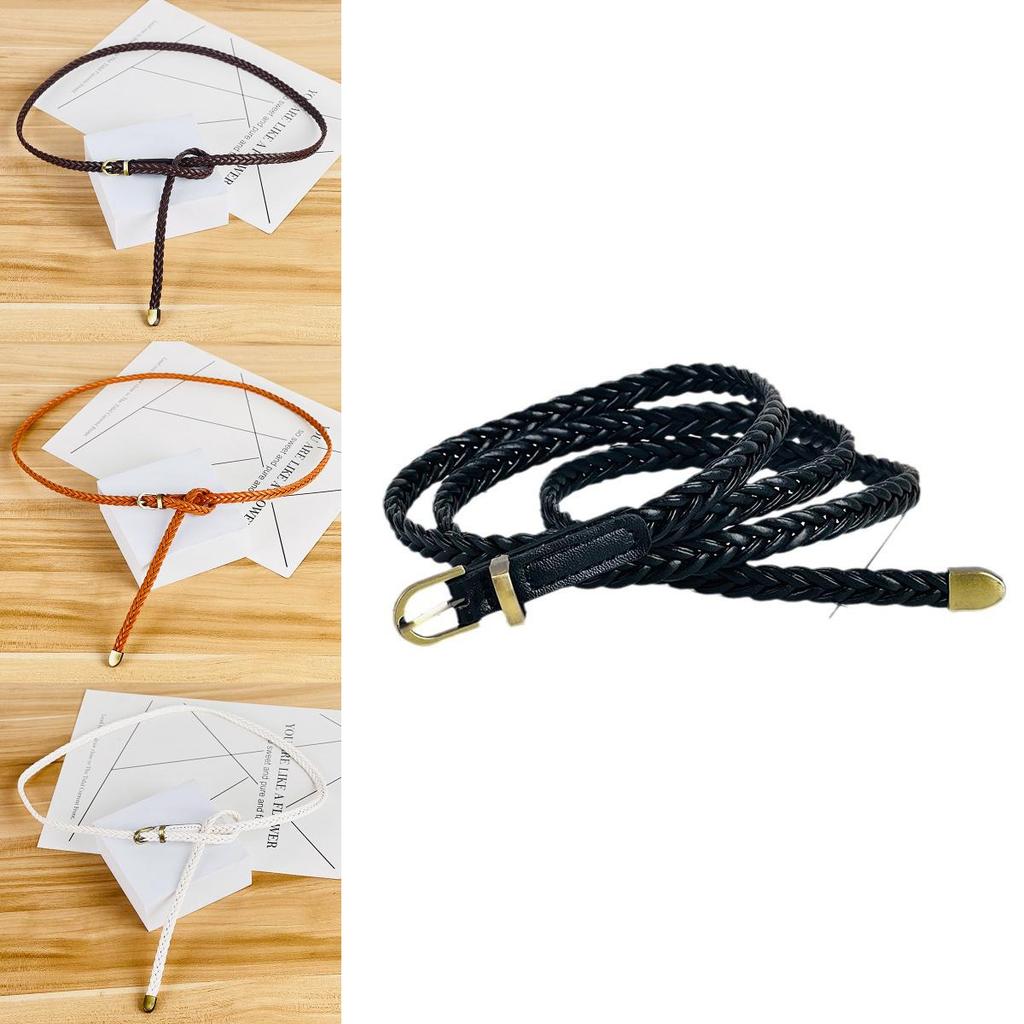 Classic Womens Dress Belt With Pin Buckle And Woven Texture For Casual Outfits