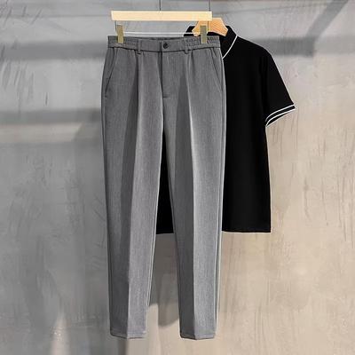 Spring and Autumn Draped Small Feet Trousers for Men's Business Casual Straight-Piece Anti-Wrinkle-Free Suit Trousers