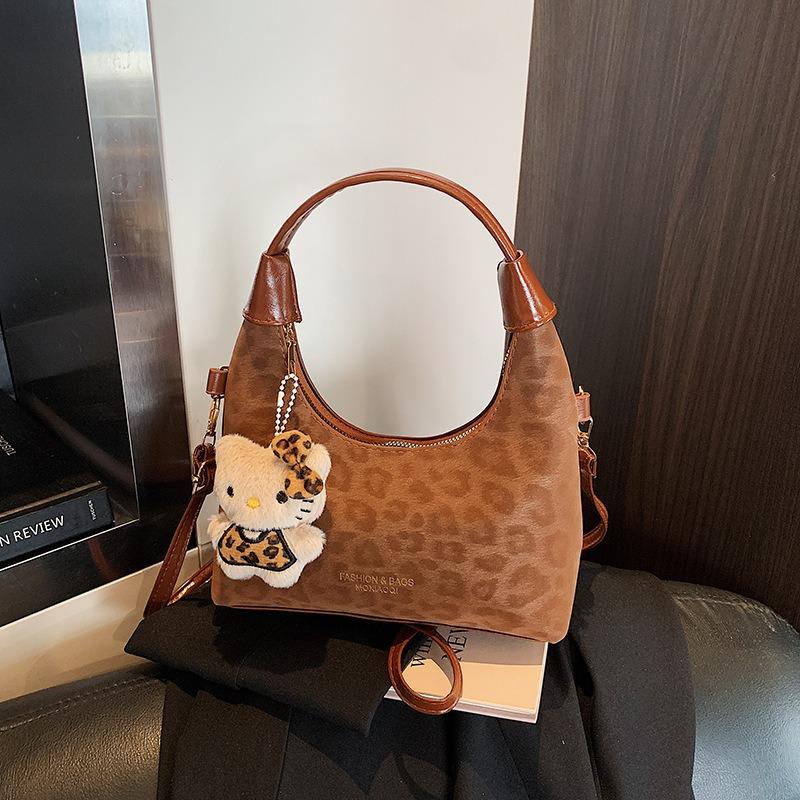 Retro Leopard Print Bag Women's Spring New Versatile Messenger Bag Fashion One Shoulder Underarm Dumpling Bag