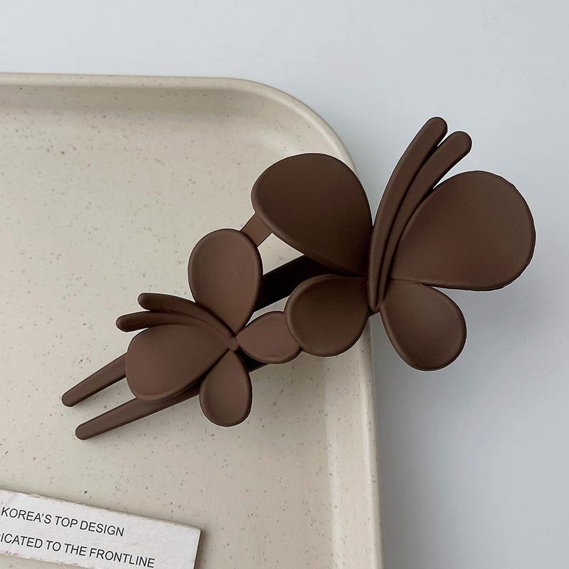 Large Double Butterfly Hair Clips Women Temperament Elegant Back Head Ponytail Clip Hairpin Frosted Duckbill Clip