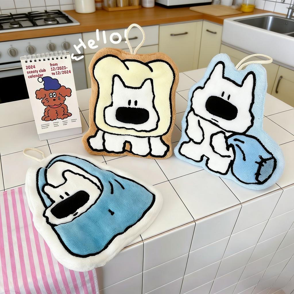 Cute Cat Hand Towels, Bathroom Towels with Hanging Loop, Hand Towel Animals, Microfiber Coral Fleece Absorbent Hand Towel