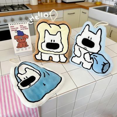 Cute Cat Hand Towels, Bathroom Towels with Hanging Loop, Hand Towel Animals, Microfiber Coral Fleece Absorbent Hand Towel