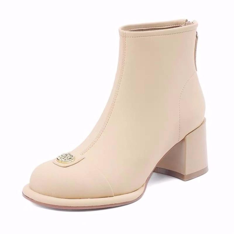 

Fashion Booties Women Spring and Autumn Single Boots Fashion Block Heel Round Toe Skinny Boots 40