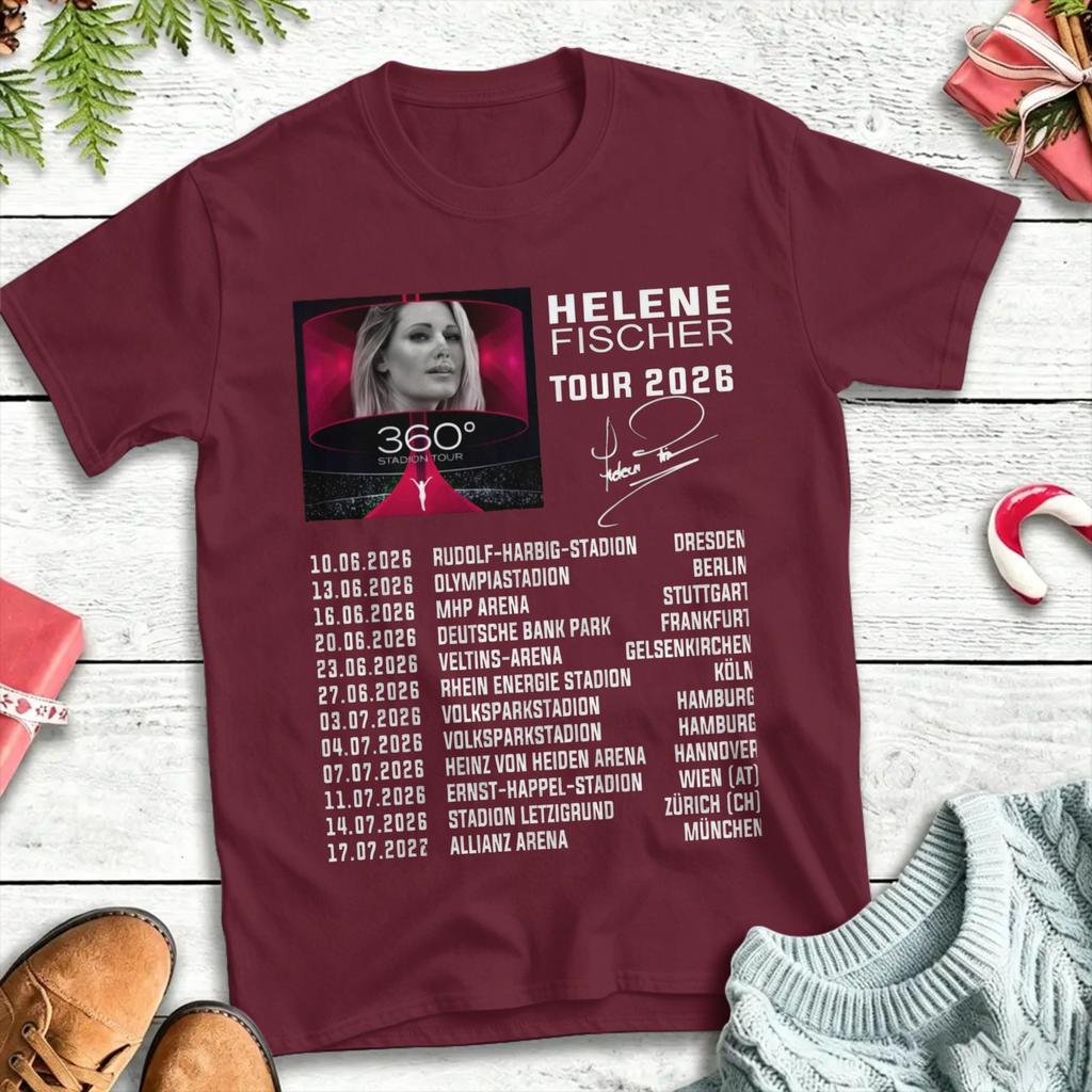 Unisex T-Shirts Helene Fischer 360° Stadiontour Freizeit Baumwolle T-Shirt Kurzarm T-Shirt Rundhals Kleidung 4XL 5XL 6XL