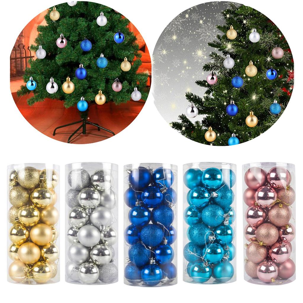 24x Christmas Ball Pendants Crafts Shatterproof DIY Decor Hanging Balls for Birthday Engagement Indoor Anniversary Festivals