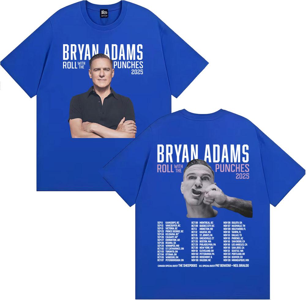 Bryan Adams Roll with The Punches Tour 2025 Album T Shirts Unisexs Clothing Fashion Hip Hop Oversized Cotton Tshirts Streetwear