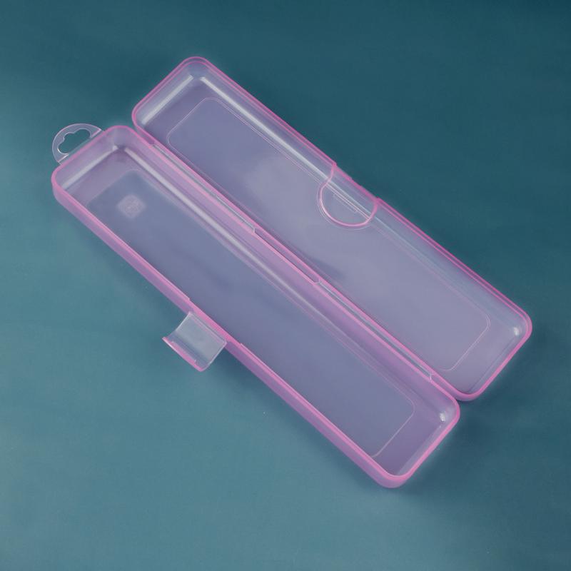 

Portable Makeup Brush Organizer Eyebrow Pencil Tableware Chopsticks Transparent With Cover Storage Box Kitchen Accessories фиолетовый