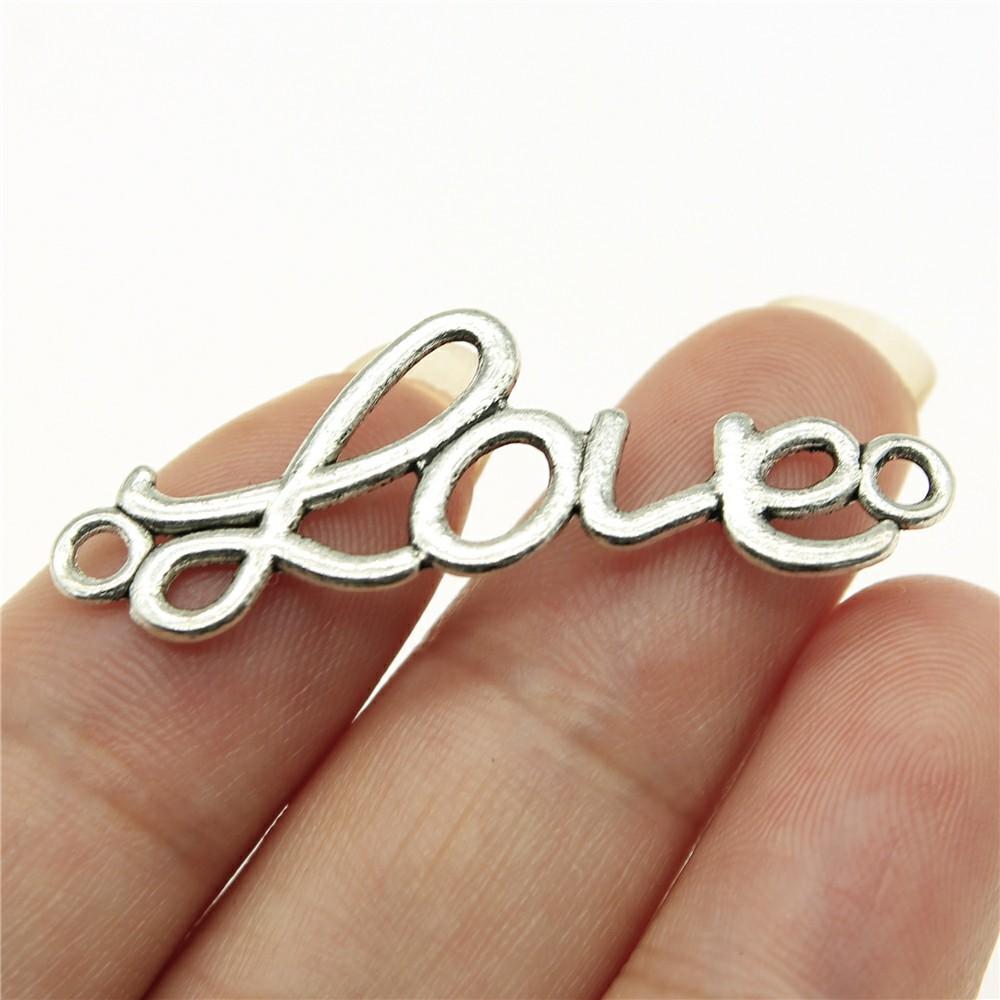 20 stuks Woord Connector Bedels Voor Sieraden Maken Antiek Brons Zilverkleurige Hangers DIY Ambachten Maken Onderdelen Tibetaanse Sieraden