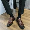 Fashion New Black Men Derby Shoes Brown Round Toe Lace-up Party Men's Formal Shoes Pu Leather  Size 38-46 Men Dress Shoes