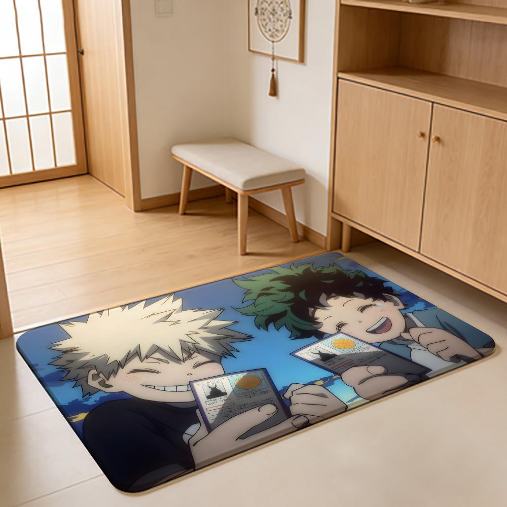 ANIME M-My Hero Academia Floor Mat Absorbent Floor Mat Non-Slip Entrance Rug for Bathrooms Restrooms and Toilets