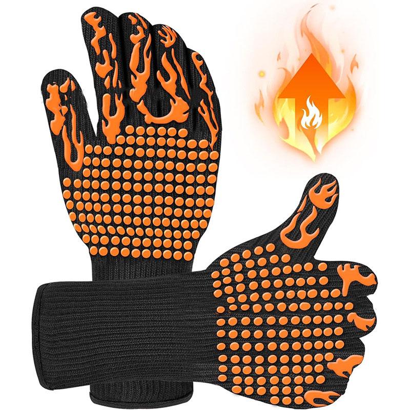 500-800 Centigrade BBQ Fire Gloves Flame Retardant Non-slip Fireproof Extreme Heat Resistant Microwave Oven Gloves Oven Mit
