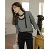 Chic Cutout Neck Colorblock Flare Sleeve Knit Sweater for Women