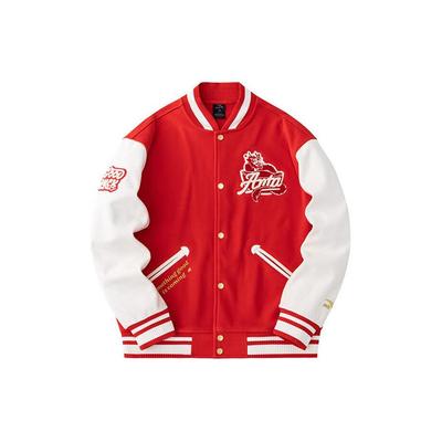 Serie Lifestyle Cose Belle Accadono Anno del Drago Color Block Giacca da Baseball Ispessita Giacca Uomo Rosso Scuro 152418745N-1