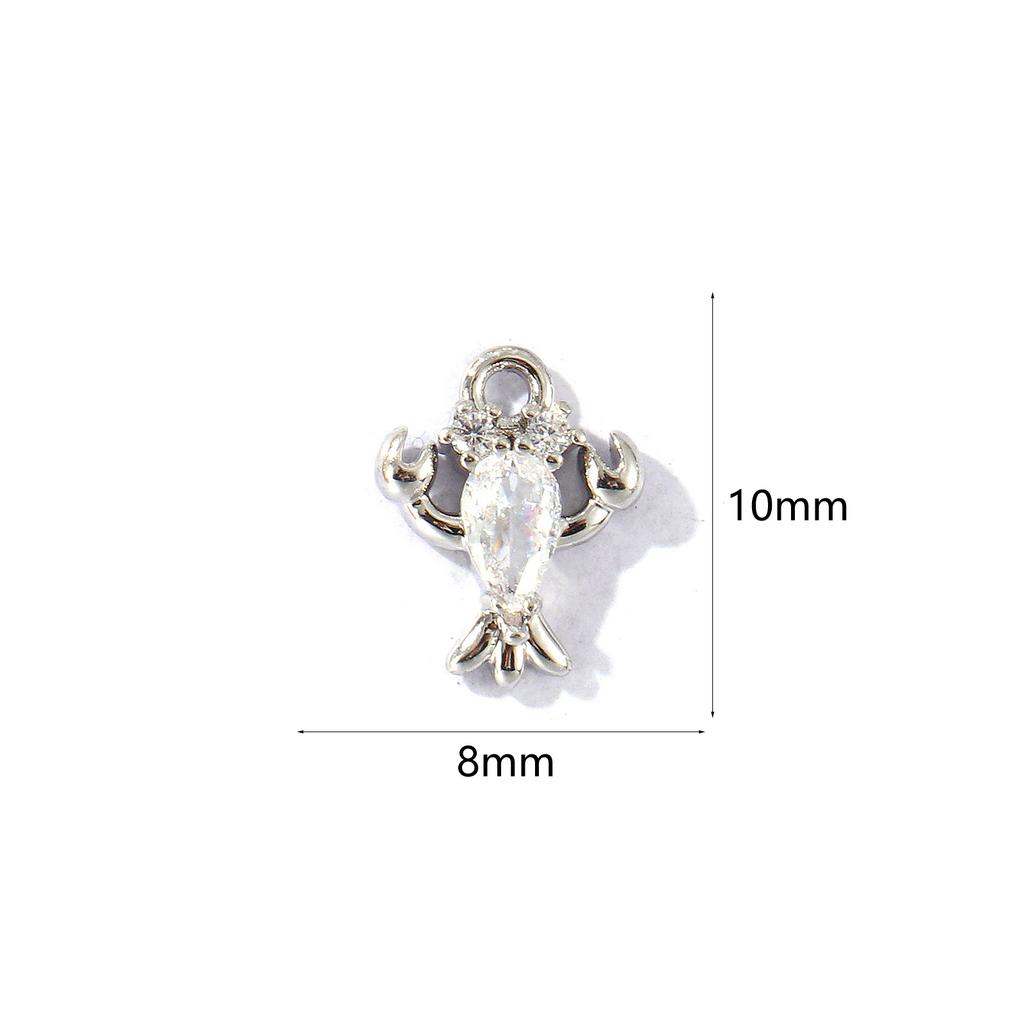 2 Pcs Ocean Jewelry Charms Goldfish Whale Lobster Clear Cubic Zirconia Brass Pendants For Diy Necklace Bracelet Making Findings