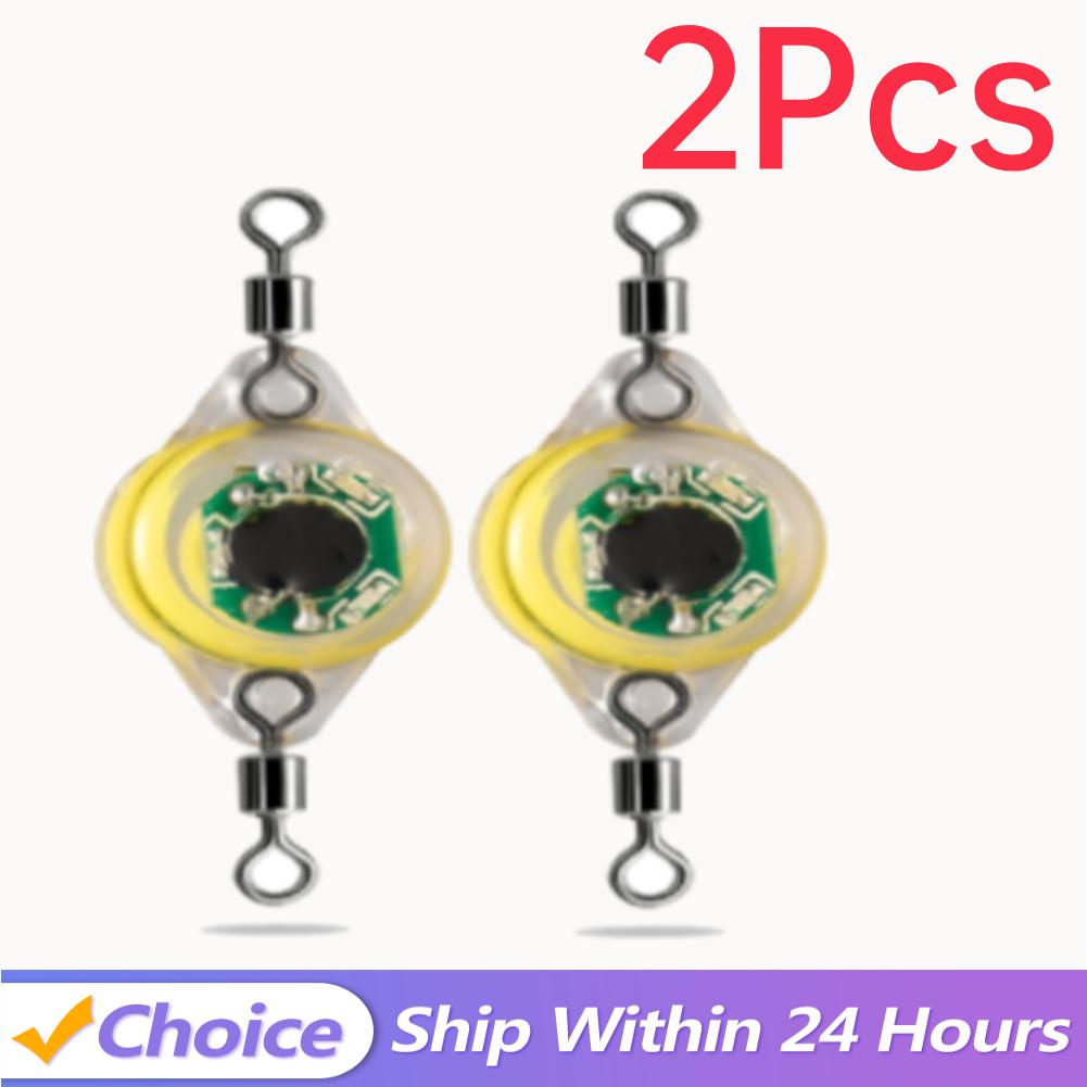 5-2PCS LED Fishing Lure Light Flashing 4Color Deep Drop Underwater Eye Shape Fishing Squid Fishing Bait Luminous Attracting Fish
