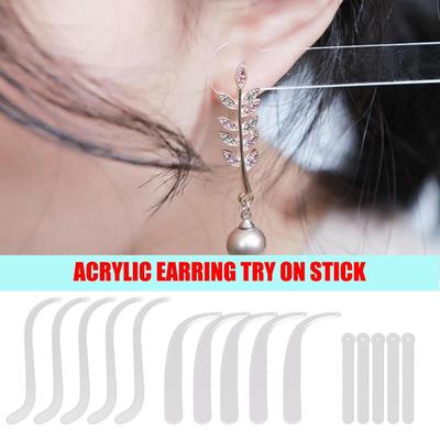 Earring Try On Stick 5-Pcs Acrylic Earring Try On Sticks Clear Try-Free Earrings Display Props Tool Portable Try-on Strip
