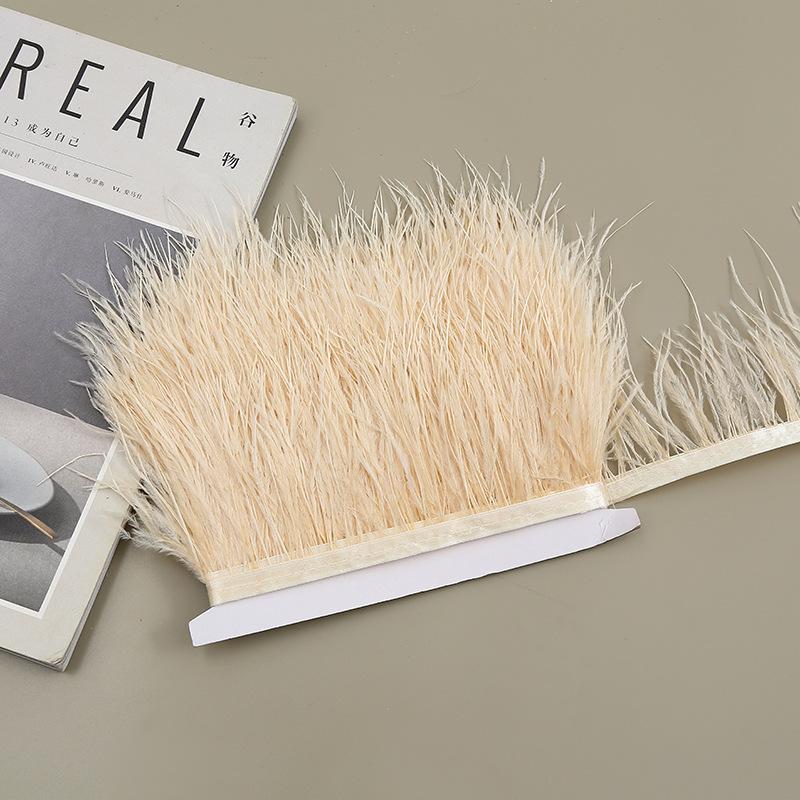 Color 8-10 Cm Ostrich Hair Cloth Edge Clothing Cuffs Hem Ostrich Feather Strips Cloth With Accessories Lace