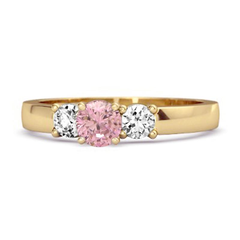 

Pink CZ Elegant Three Stone Women Wedding Ring - 925 Sterling Silver Gold Vermeil 7 жовтий/золотий