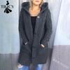 Moda Donna Casual Autunno Inverno Tinta Unita Stampa Manica Lunga con Cappuccio Abbigliamento Donna Maglieria di Lana Maglioni Cappotti