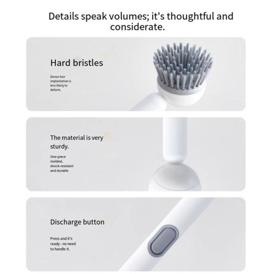 Cleaning Brush with Built-in Detergent Dispenser Adjustable Angle Rotating Scrub Function Wall Mount Kitchen Cleaning Scrubber