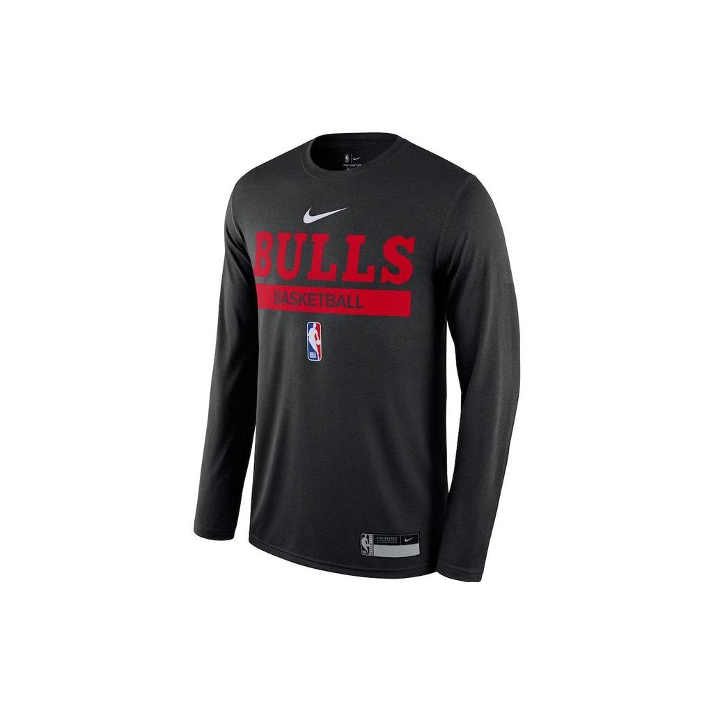 Nike NBA Chicago Bulls Practice Dri-Fit Long Sleeve T-shirt Black Men Streetwear DR6509-010