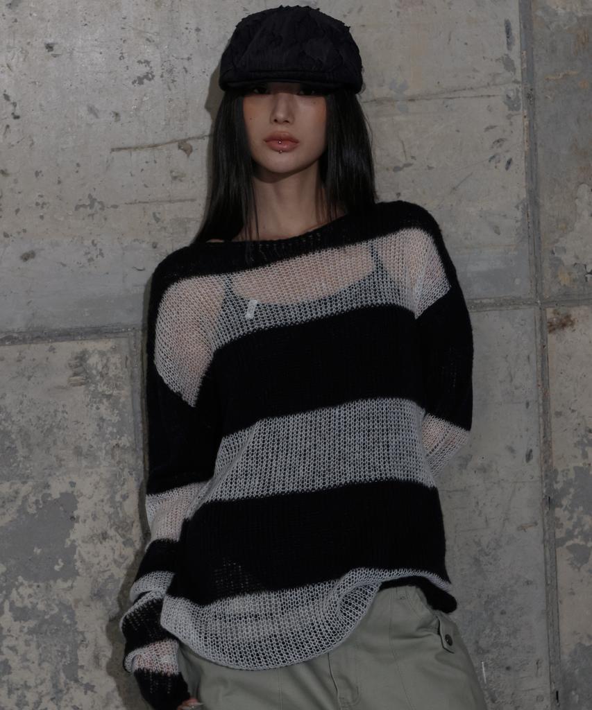 FANCY CLUB Hailey Striped Knit (Black) F25Zb020