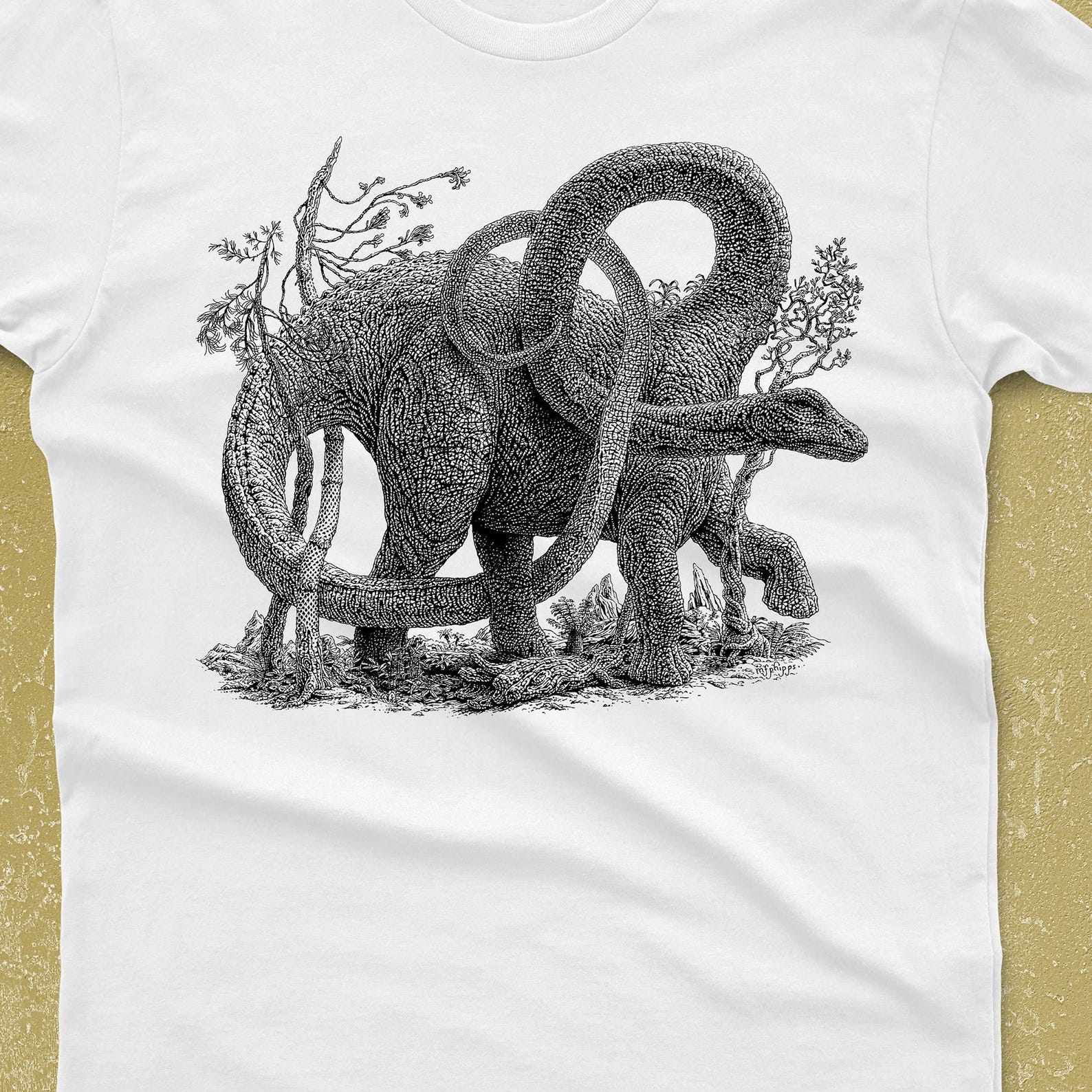 Brontosaurus T-Shirt: Celtic Knot Dinosaur Drawing, Paleontologist Gift S
