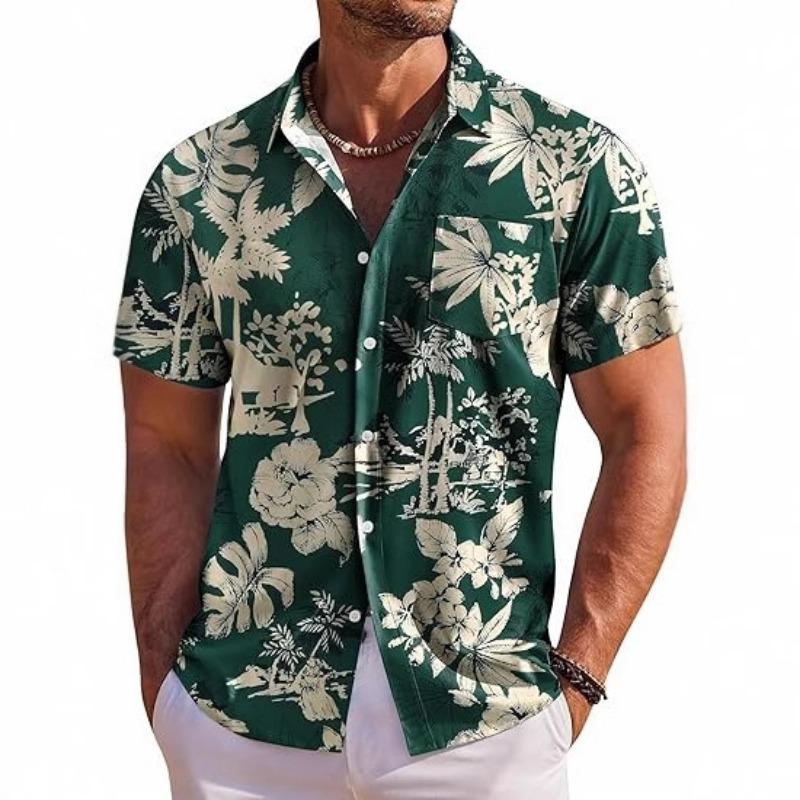 Neues Sommer Herren Atmungsaktives Bequemes Vielseitiges Lässiges Kurzarm Blumenhemd