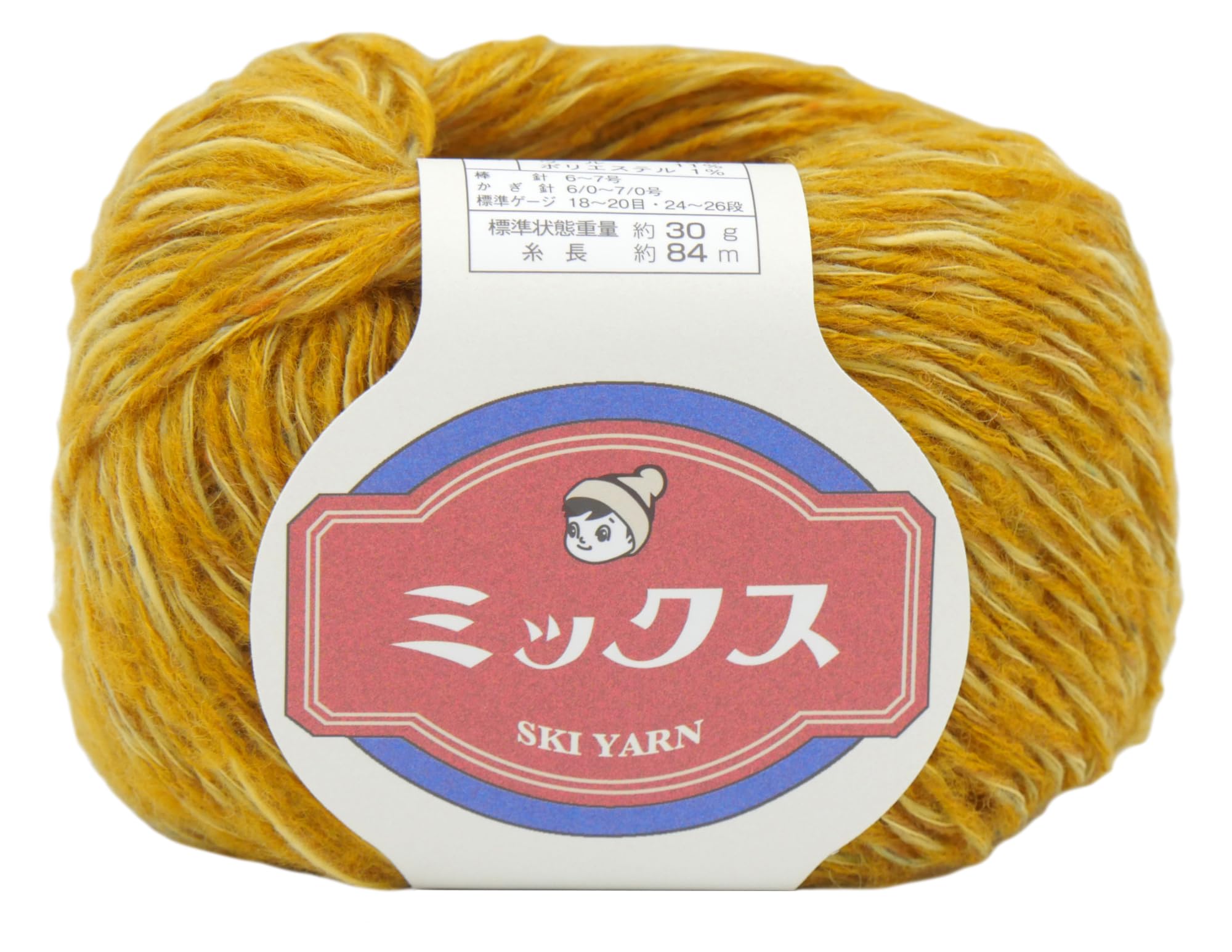 

Motohiro SKI YARN Ski Mix Medium Thickness 4102 Mustard Made in 30g Pack of 5 COL. Flavor, Japan, Approx. (84m),
