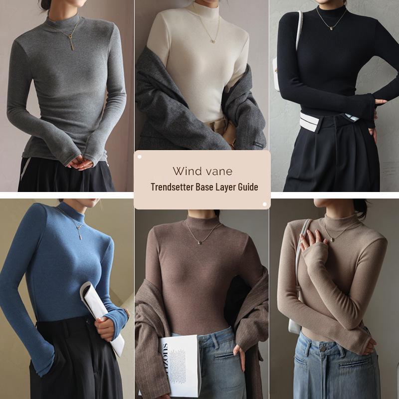 Women's Slim Fit Faux Cashmere Turtleneck Long Sleeve Top with Soft Fleece for Autumn/Winter